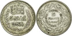 World Coins - Coin, Tunisia, Ahmad Pasha Bey, 5 Francs, 1939, Paris, , Silver, KM:264