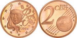 World Coins - France, 2 Euro Cent, 2004, Paris, Proof / BE, , Copper Plated Steel
