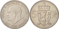 World Coins - Norway, Olav V, 5 Kroner, 1972, , Copper-nickel, KM:412