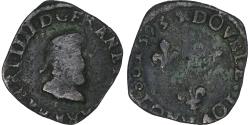 World Coins - France, Henri IV, Double Tournois, 1593, La Rochelle, Copper,