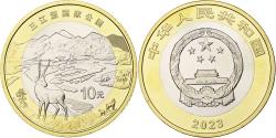 World Coins - China, 10 Yüan, 2023, Antilope, Bi-Métallique: centre Cupronickel ,cercle