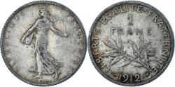 World Coins - France, Semeuse, Franc, 1912, Paris, , Silver, KM:844.1