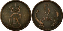 World Coins - Coin, Denmark, Christian IX, 5 Öre, 1891, , Bronze, KM:794.1
