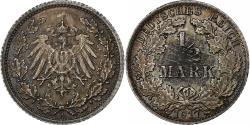 World Coins - GERMANY - EMPIRE, 1/2 Mark, 1917, Berlin, Silver, , KM:17