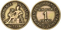 World Coins - France, Franc, Chambre de commerce, 1924, Paris, Aluminum-Bronze,