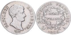 World Coins - France, Napoleon I, 1/2 Franc, 1806, Paris, Silver, , Gadoury:396