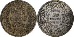 World Coins - Tunisia, Ahmad Pasha Bey, 20 Francs, 1939, Paris, Silver,