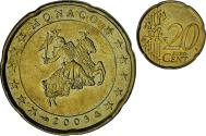 World Coins - Monaco, Rainier III, 20 Euro Cent, 2003, Paris, , Brass, Gadoury:MC176