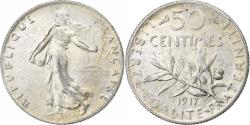 World Coins - Coin, France, Semeuse, 50 Centimes, 1917, Paris, , Silver, KM:854