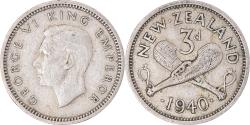 World Coins - Coin, New Zealand, George VI, 3 Pence, 1940, British Royal Mint,