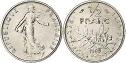 World Coins - France, 1/2 Franc, Semeuse, 1969, Paris, série FDC, Nickel,