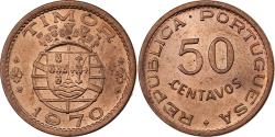 World Coins - Timor, 50 Centavos, 1970, Lisbon, Bronze, , KM:18