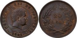 World Coins - Portugal, Carlos I, 20 Reis, 1891, Lisbon, Bronze,