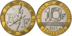 World Coins - France, 10 Francs, Génie, 1991, Paris, Proof, Aluminum-Bronze,