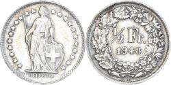 World Coins - Coin, Switzerland, 1/2 Franc, 1948, Bern, , Silver, KM:23