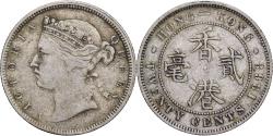 World Coins - Hong Kong, Victoria, 20 Cents, 1868, Silver,