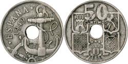 World Coins - Spain, Francisco Franco, caudillo, 50 Centimos, 1949, Copper-nickel,