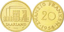 World Coins - Coin, SAARLAND, 20 Franken, 1954, Paris, , Aluminum-Bronze, KM:E3
