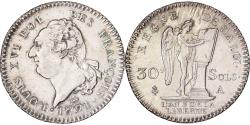 World Coins - France, Louis XVI, 30 Sols, 1791 / AN 3, Paris, Silver,