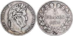 World Coins - France, Louis Philippe I, 5 Francs, 1846, Strasbourg, Silver,