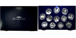 World Coins - France, Set 12x100 Francs, Monuments et Sites d'Europe, 1993-1997, MDP, Proof