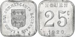 World Coins - France, Ligue des commerçants rouennais, 25 Centimes, 1920,