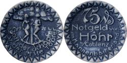 World Coins - Weimar Republic, Municipality of Höhr, 75 Pfennig, 1921, MS(63), Porcelain