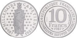 World Coins - France, 10 Francs, Millénaire Capétien, 1987, MDP, Piéfort, Silver