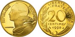 World Coins - Coin, France, Marianne, 20 Centimes, 1998, Paris, Proof,