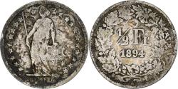 World Coins - Coin, Switzerland, 1/2 Franc, 1894, Paris, Rare, , Silver, KM:23