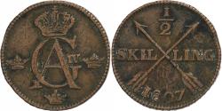 World Coins - Sweden, Gustaf IV Adolf, 1/2 Skilling, 1807, Stockholm, Copper,