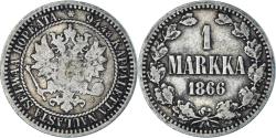 World Coins - Coin, Finland, Alexander II, Markka, 1866, Helsinki, , Silver, KM:3.1