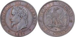 World Coins - France, Napoleon III, 2 Centimes, 1861, Strasbourg, Bronze,