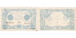 World Coins - France, 5 Francs, Bleu, 1916-08-14, E.14406, EF(40-45)
