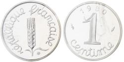 World Coins - France, Centime, Épi, 1980, MDP, Piéfort, Silver,