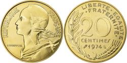 World Coins - France, 20 Centimes, Marianne, 1974, Monnaie de Paris, série FDC