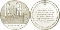 World Coins - France, Medal, Le moteur diesel, Sciences & Technologies, , Silver