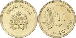 World Coins - Morocco, al-Hassan II, 10 Santimat, 1987/AH1407, Paris, Aluminum-Bronze