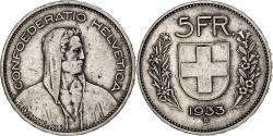 World Coins - Coin, Switzerland, 5 Francs, 1933, Bern, , Silver, KM:40