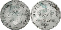 World Coins - France, Napoleon III, 20 Centimes, 1867, Paris, Silver,