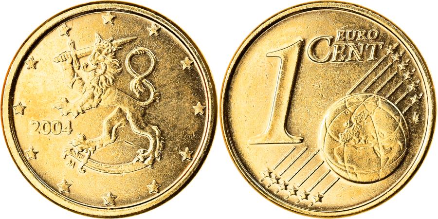 Finland, Euro Cent, 2004, Vantaa, gold-plated coin, , Copper Plated ...