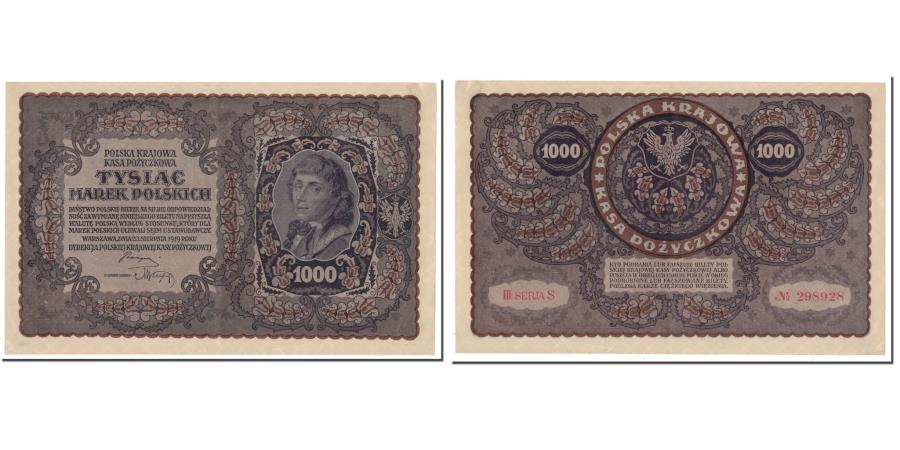 1000 Marek Banknote KM:29 1919 Poland UNC #160893 1919-08-23 63