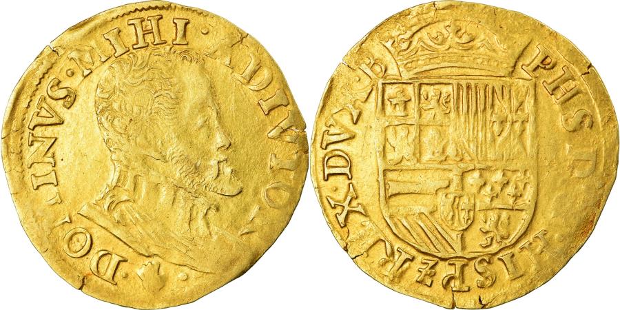 World Coins - Coin, Spanish Netherlands, Philip II, 1/2 Réal, 1556-1598, Antwerp,