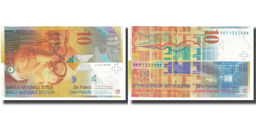 Banknote Switzerland 10 Franken Km 67a Unc 63 World Paper Money
