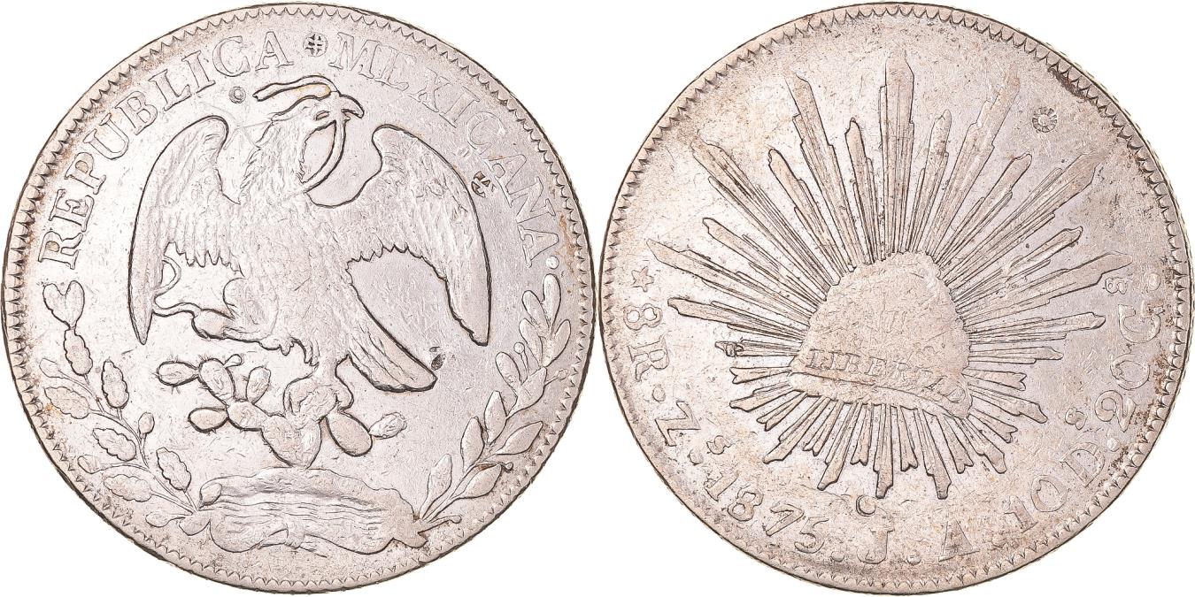 Coin, Mexico, 8 Reales, 1875, Zacatecas, , Silver, KM:377.13