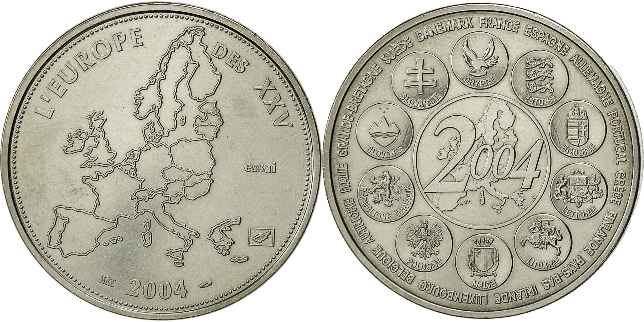 France, Medal, L'Europe des XXV, Essai, 2004, Monnaie de Paris,