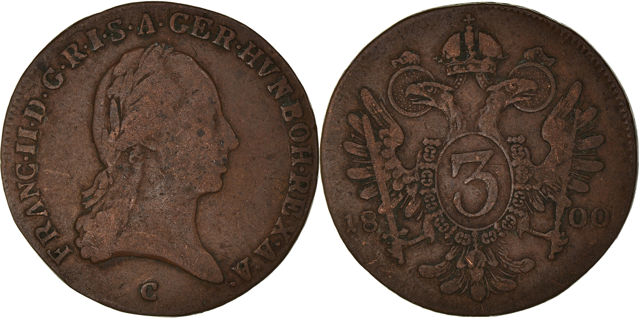 Coin, Austria, Franz II, 3 Kreuzer, 1800, Prague, , Copper, KM:2115.3