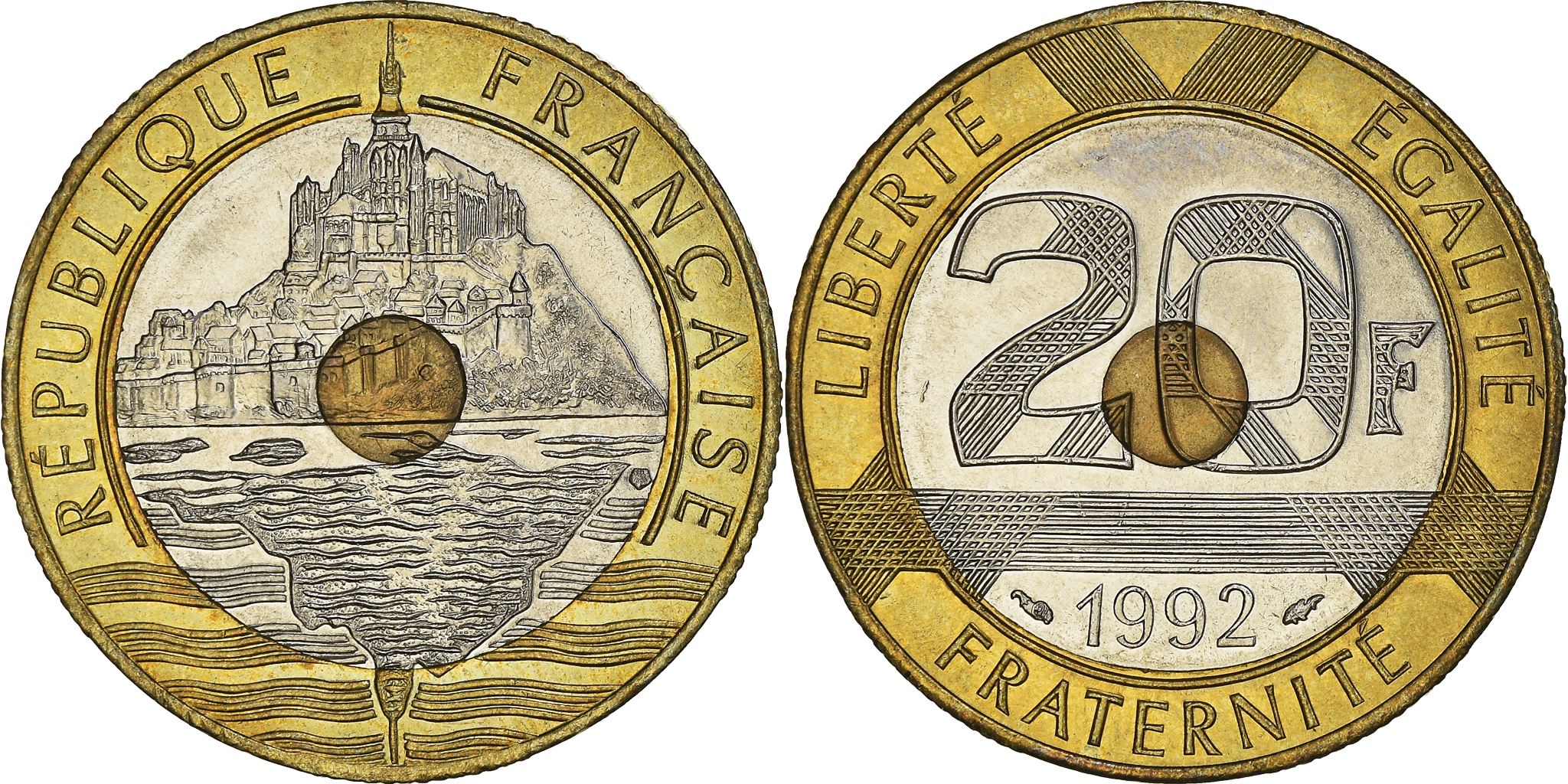 Piece 20 Francs Mont Saint Michel 1992 Coin, France, Mont Saint Michel, 20 Francs, 1992, Pessac, | European Coins