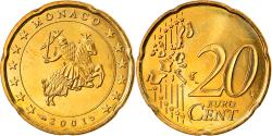 World Coins - Monaco, 20 Euro Cent, 2001, Paris, , Brass, KM:171