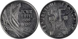 World Coins - Coin, France, 5 Francs, 1989
